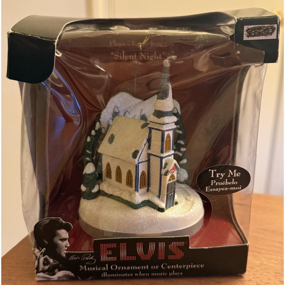 Elvis Presley Illuminated Musical Ornament/ Centerpiece " Silent Night" New